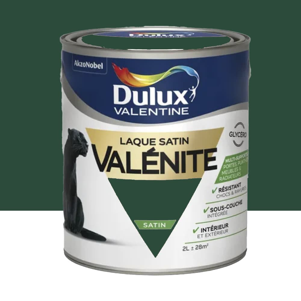 Laque satin Dulux Valentine Valénite Vert Basque - 2L Laque satin Dulux Valentine Valénite Vert Basque - 2L