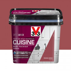 Peinture Multi-Matériaux Cuisine V33 Déco LAB Rouge Cerise Satin - 0,75L