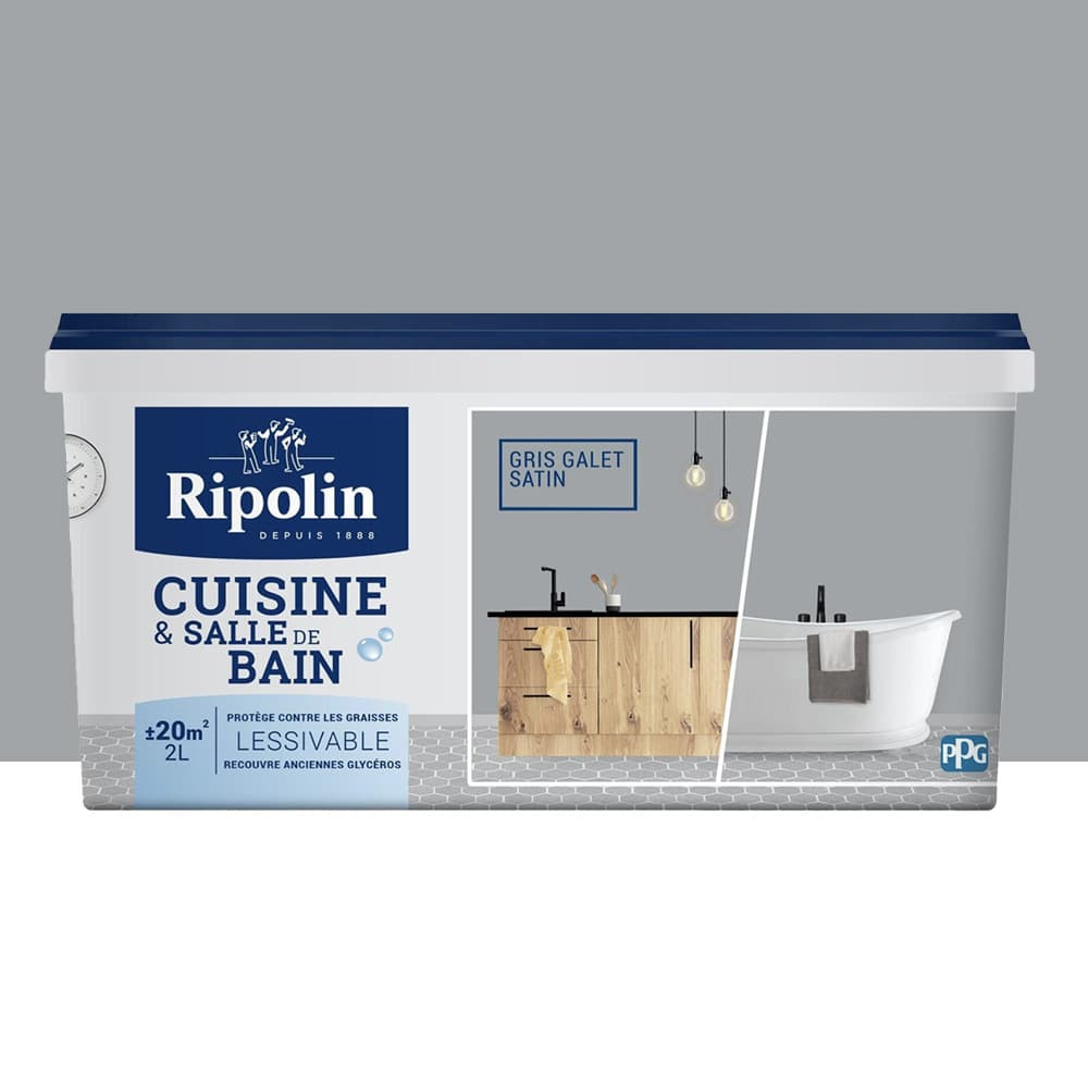 Peinture Cuisine & Salle de Bain RIPOLIN Gris galet - 2L Peinture Cuisine & Salle de Bain RIPOLIN Gris galet - 2L