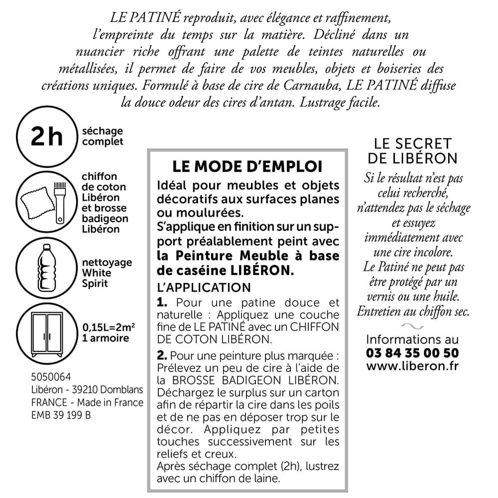 Effet décoratif ciré LIBÉRON Le Patiné Or riche - étiquette