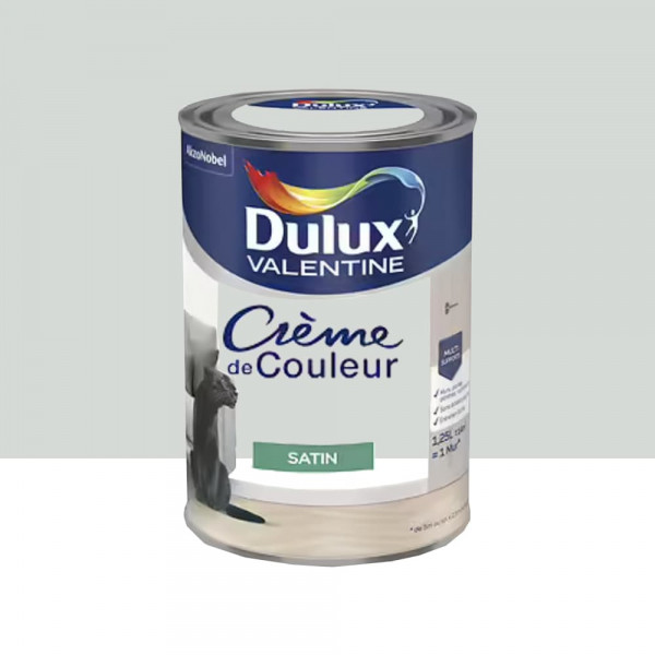 Peinture multi-supports Dulux Valentine Crème de Couleur Satin Gris perle - 1,25L