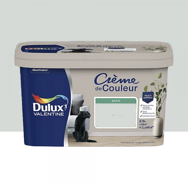 Peinture multi-supports Dulux Valentine Crème de Couleur Satin Gris perle - 2,5L