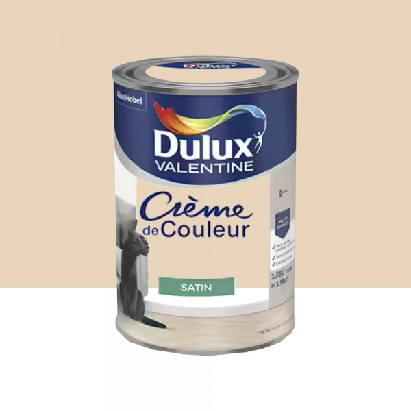 Peinture multi-supports Dulux Valentine Crème de Couleur Satin Coquille d'oeuf - 1,25L