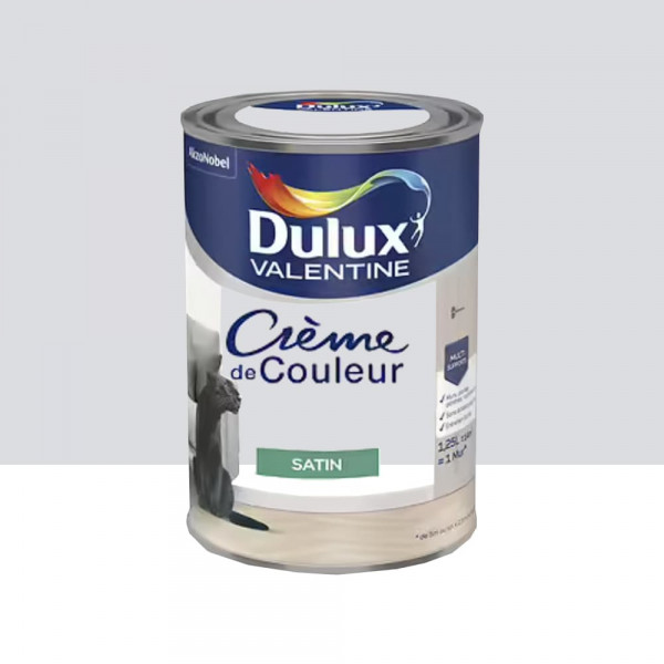 Peinture multi-supports Dulux Valentine Crème de Couleur Satin Gris tendance - 1,25L
