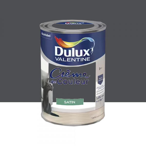 Peinture multi-supports Dulux Valentine Crème de Couleur Satin Poivre - 1,25L