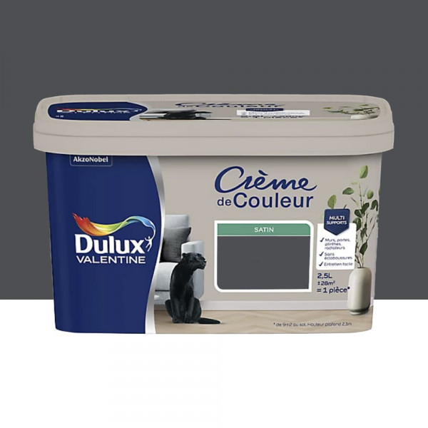 Peinture multi-supports Dulux Valentine Crème de Couleur Satin Poivre - 2,5L