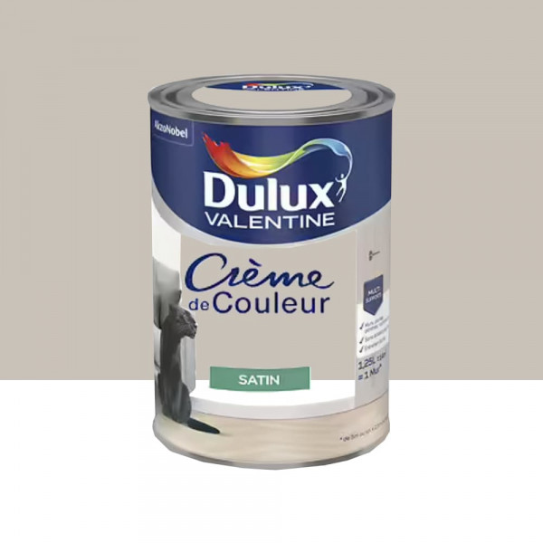 Peinture multi-supports Dulux Valentine Crème de Couleur Satin Grain de Sable- 1,25L