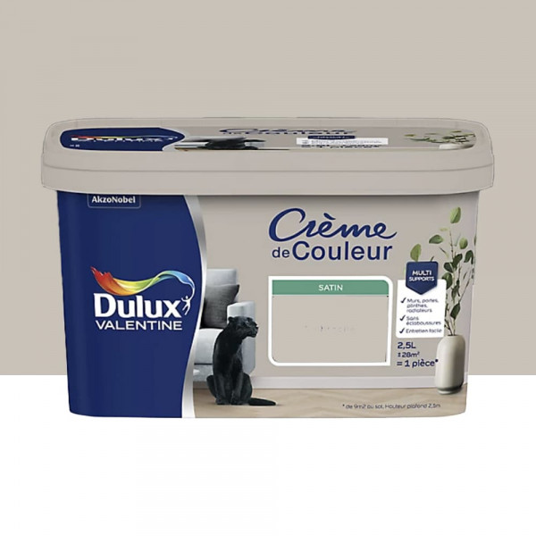 Peinture multi-supports Dulux Valentine Crème de Couleur Satin Grain de Sable - 2,5L