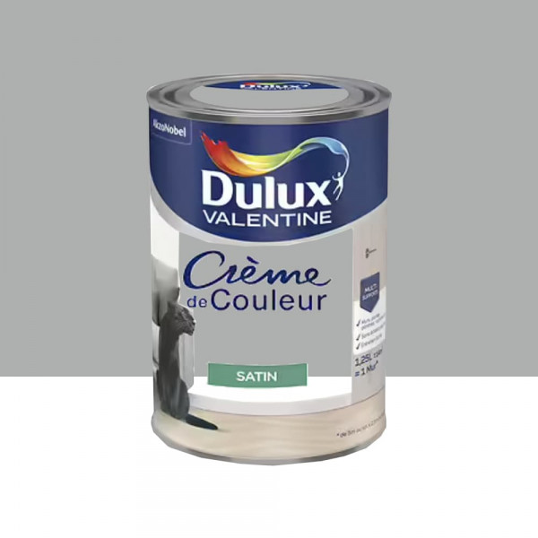Peinture multi-supports Dulux Valentine Crème de Couleur Satin Gris alpaga - 1,25L