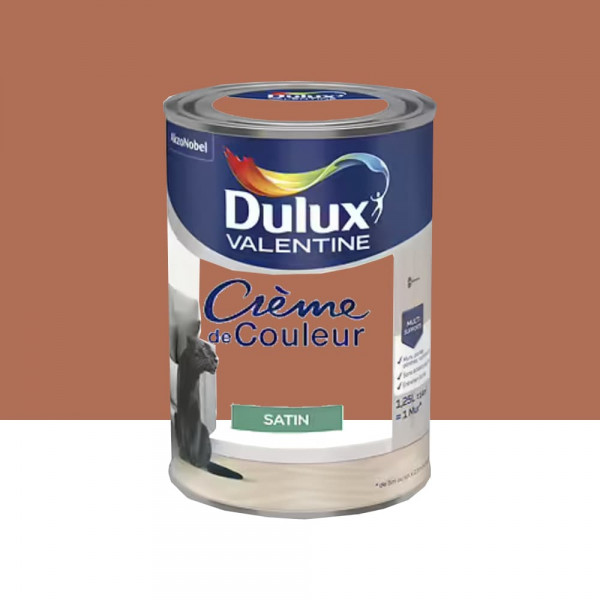 Peinture multi-supports Dulux Valentine Crème de Couleur Satin Terre cuite - 1,25L