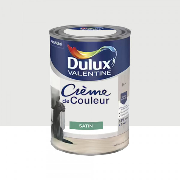 Peinture multi-supports Dulux Valentine Crème de Couleur Satin Blanc Intense - 1,25L