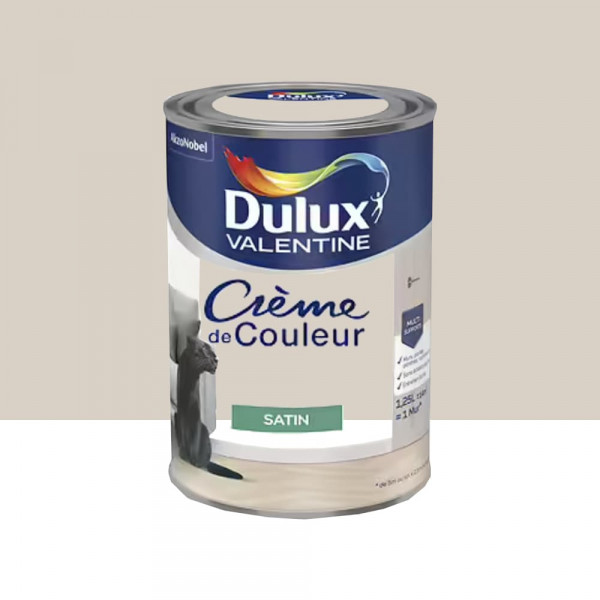 Peinture multi-supports Dulux Valentine Crème de Couleur Satin Caravane des sables - 1,25L