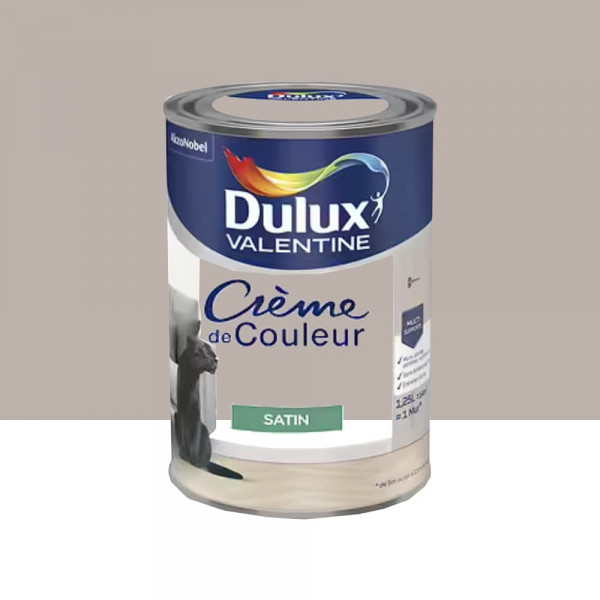 Peinture multi-supports Dulux Valentine Crème de Couleur Satin Marron glacé - 1,25L