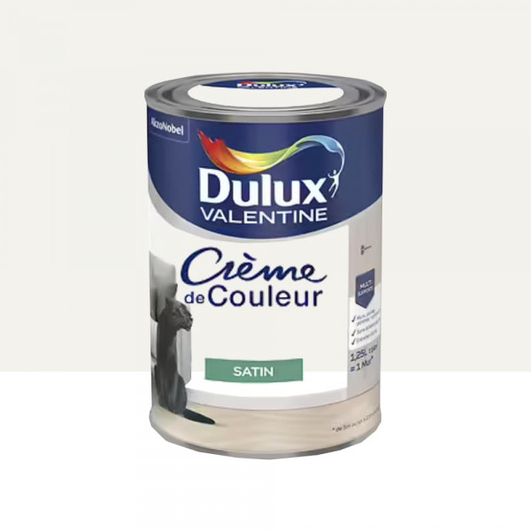 Peinture multi-supports Dulux Valentine Crème de Couleur Satin Blanc - 1,25L
