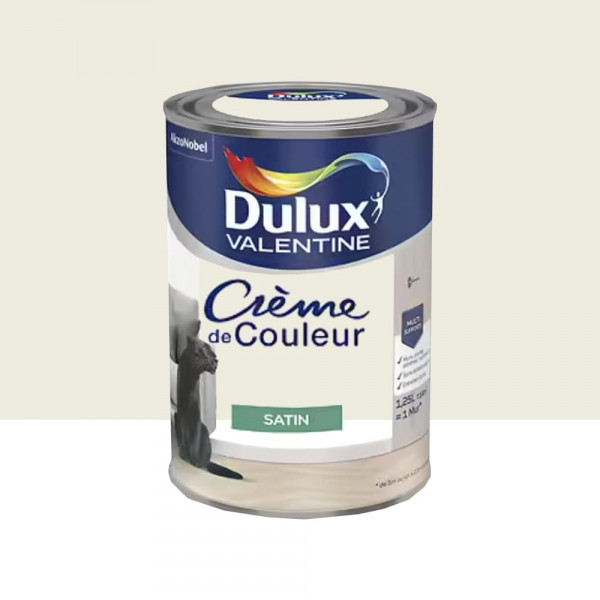 Peinture multi-supports Dulux Valentine Crème de Couleur Satin Voile blanc - 1,25L