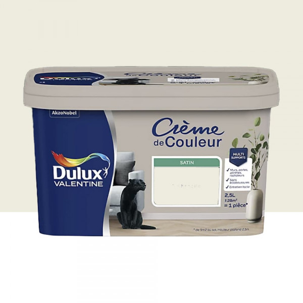 Peinture multi-supports Dulux Valentine Crème de Couleur Satin Voile blanc - 2,5L