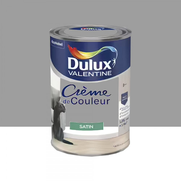 Peinture multi-supports Dulux Valentine Crème de Couleur Satin Titanium - 1,25L