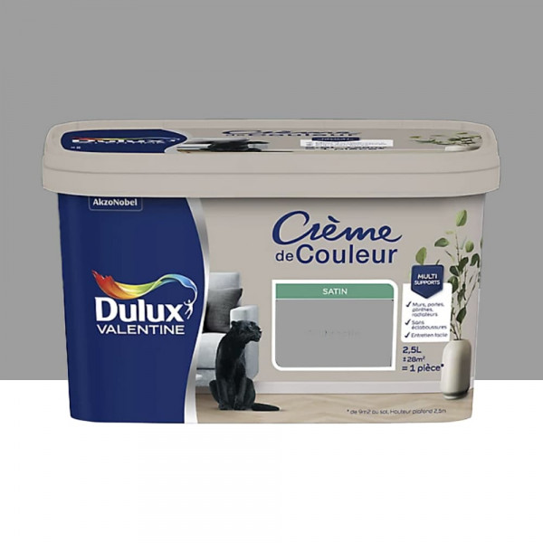 Peinture multi-supports Dulux Valentine Crème de Couleur Satin Titanium - 2,5L