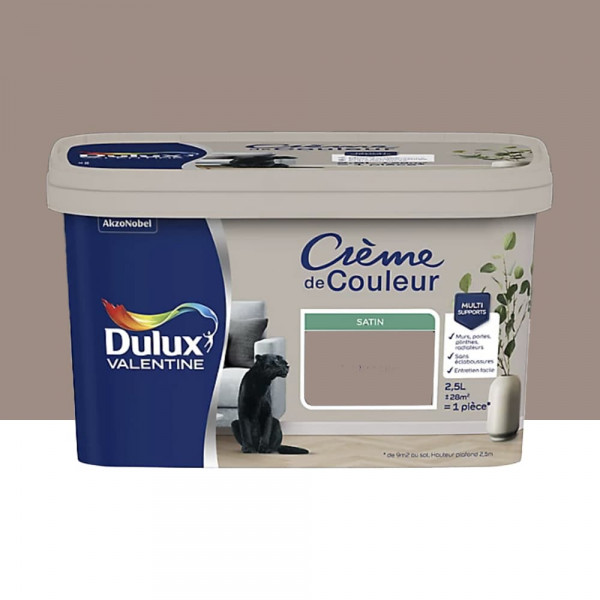 Peinture multi-supports Dulux Valentine Crème de Couleur Satin Taupe - 2,5L