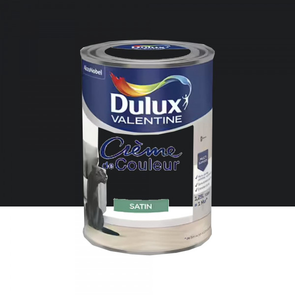 Peinture multi-supports Dulux Valentine Crème de Couleur Satin Noir - 1,25L