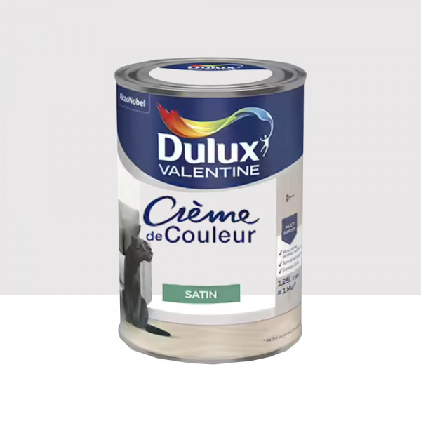 Peinture multi-supports Dulux Valentine Crème de Couleur Satin Matin blanc - 1,25L