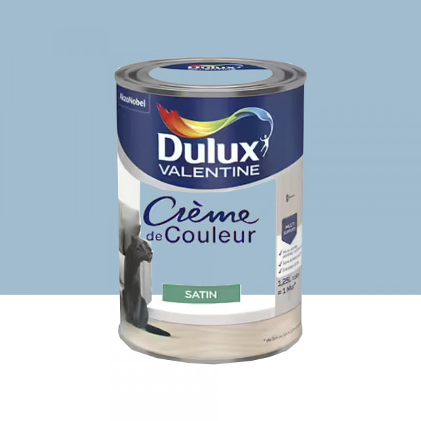 Peinture multi-supports Dulux Valentine Crème de Couleur Satin Bleu céleste- 1,25L