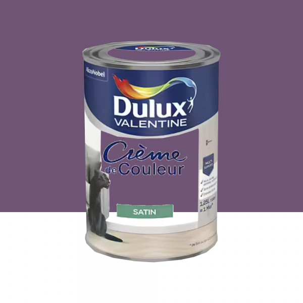 Peinture multi-supports Dulux Valentine Crème de Couleur Satin Prune - 1,25L