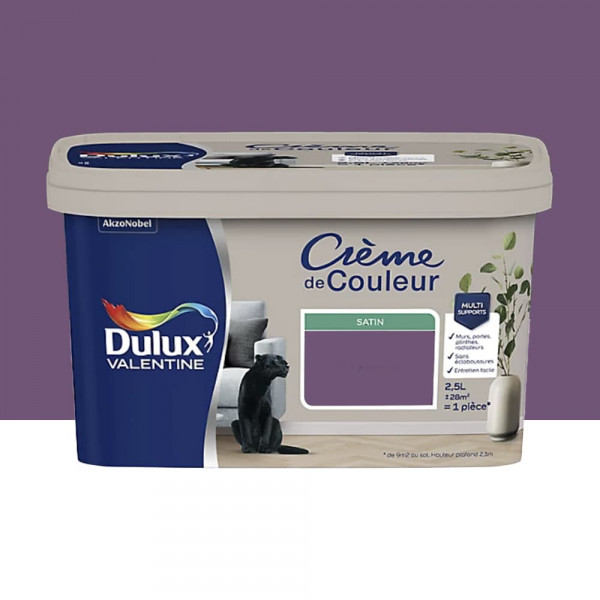 Peinture multi-supports Dulux Valentine Crème de Couleur Satin Prune - 2,5L