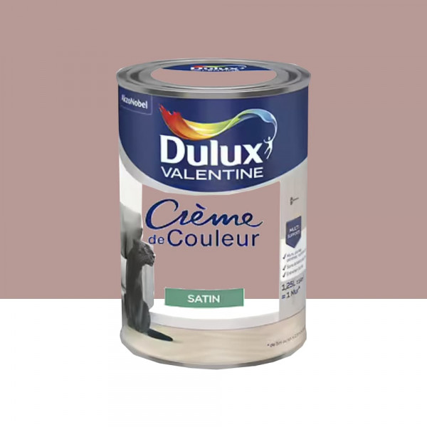 Peinture multi-supports Dulux Valentine Crème de Couleur Satin Vieux rose - 1,25L