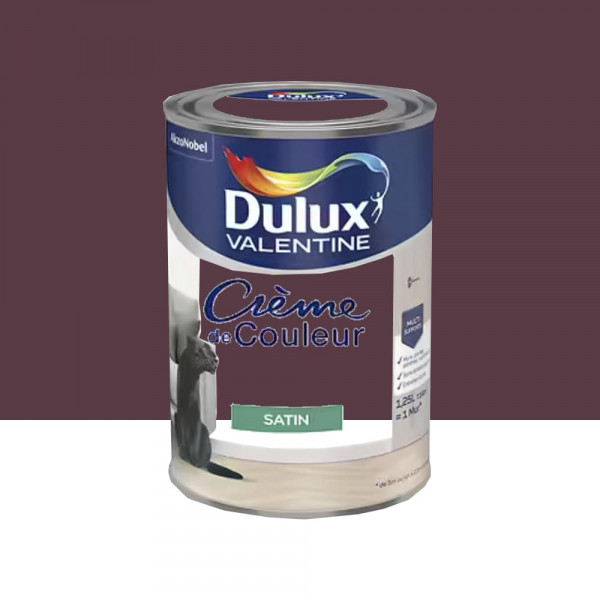 Peinture multi-supports Dulux Valentine Crème de Couleur Satin Rouge bordeaux - 1,25L