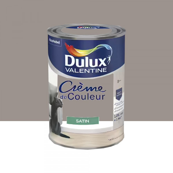 Peinture multi-supports Dulux Valentine Crème de Couleur Satin Terre cendrée - 1,25L