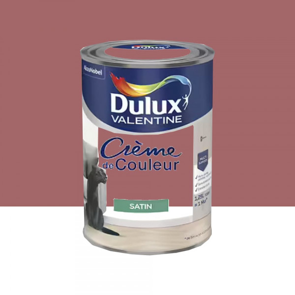 Peinture multi-supports Dulux Valentine Crème de Couleur Satin Grès Rose - 1,25L