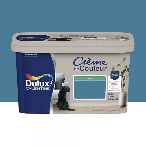 Peinture multi-supports Dulux Valentine Crème de Couleur Satin Marée haute - 2,5L