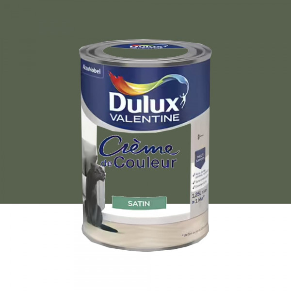 Peinture multi-supports Dulux Valentine Crème de Couleur Satin Vert tropical - 1,25L