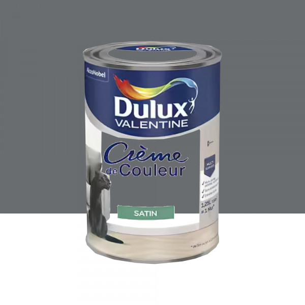 Peinture multi-supports Dulux Valentine Crème de Couleur Satin Anthracite - 1,25L