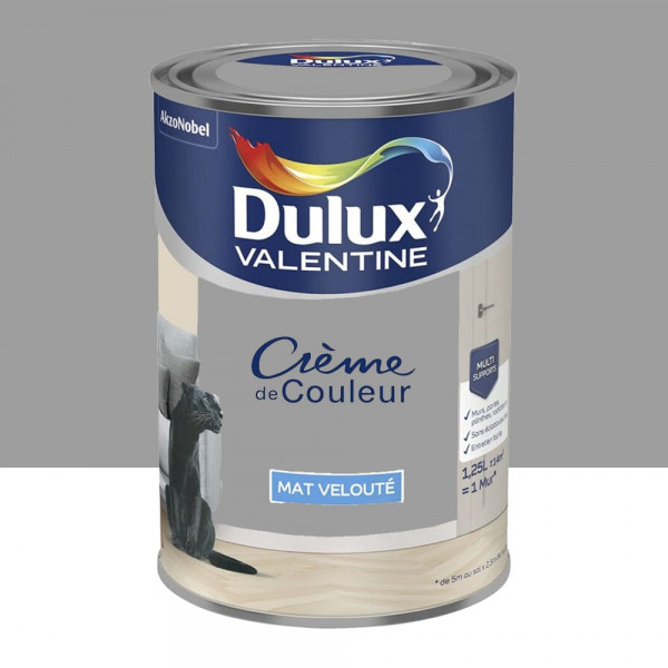 Peinture multi-supports Dulux Valentine Crème de Couleur Finition Mat Titanium - 1,25L