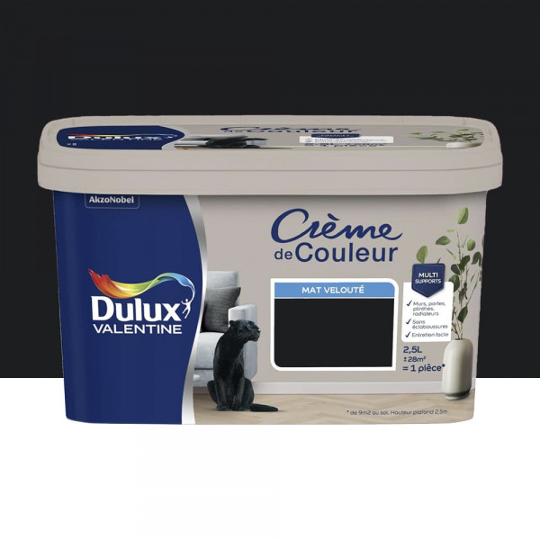 Peinture multi-supports Dulux Valentine Crème de Couleur Finition Mat Noir - 2,5L