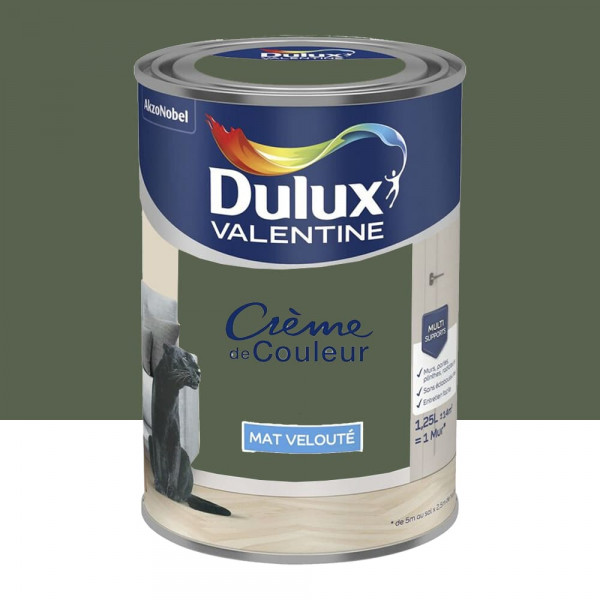 Peinture multi-supports Dulux Valentine Crème de Couleur Finition Mat Vert tropical - 1,25L