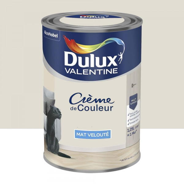 Peinture multi-supports Dulux Valentine Crème de Couleur Finition Mat Lin clair
 - 1,25L