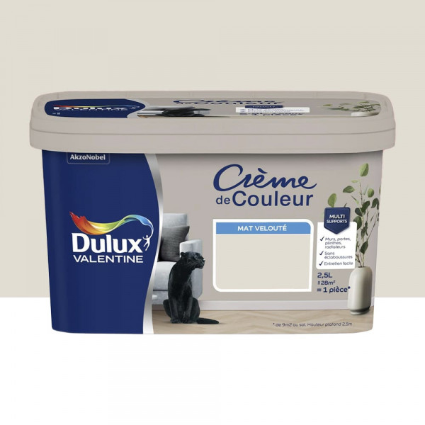 Peinture multi-supports Dulux Valentine Crème de Couleur Finition Mat Lin clair
 - 2,5L