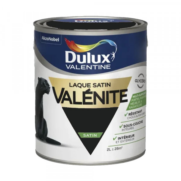 Laque satin Dulux Valentine Valénite Noir - 2L