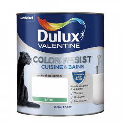 Peinture acrylique Dulux Valentine Color Resist Cuisine & Bains Blanc - 0,75L