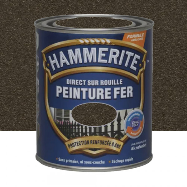 Peinture Fer Hammerite Direct sur Rouille Forgé Châtaigne - 0,75L