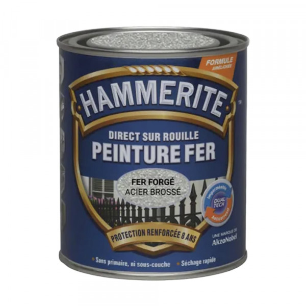 Peinture Fer Hammerite Direct sur Rouille Forgé Acier brossé - 0,75L