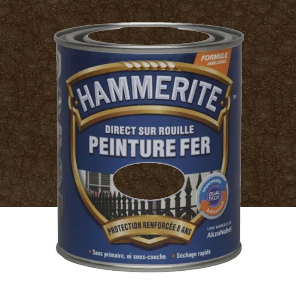 Peinture Fer Hammerite Direct sur Rouille Châtaigne martelé - 0,75L