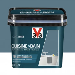 Peinture 100% imperméable Cuisine & bain V33 DécoLAB Bleu profond - 0,75L