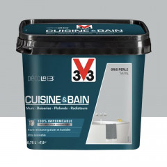 Peinture 100% imperméable Cuisine & bain V33 DécoLAB Gris perle - 0,75L