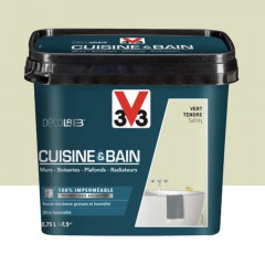 Peinture 100% imperméable Cuisine & bain V33 DécoLAB Vert tendre - 0,75L