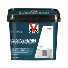 Peinture 100% imperméable Cuisine & bain V33 DécoLAB Blanc - 0,75L