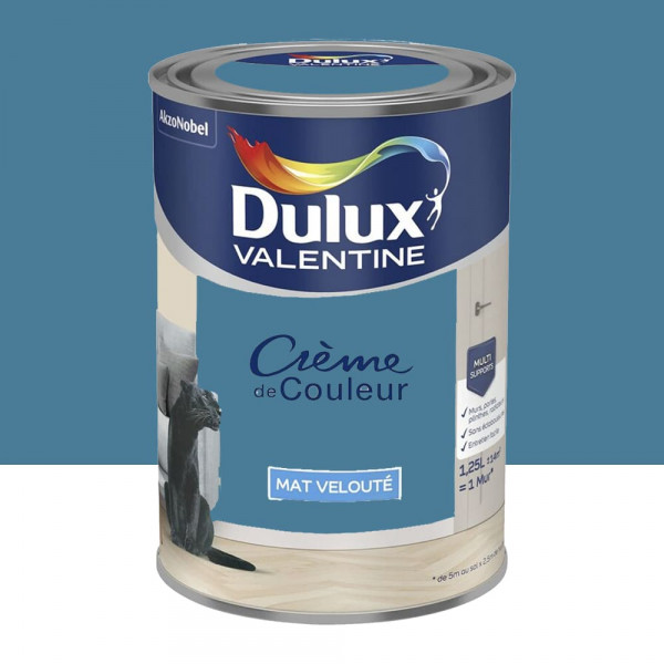 Peinture multi-supports Dulux Valentine Crème de Couleur Finition Mat Marée haute - 1,25L